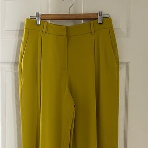 Massimo Dutti Olive-Green Wide Leg Trousers